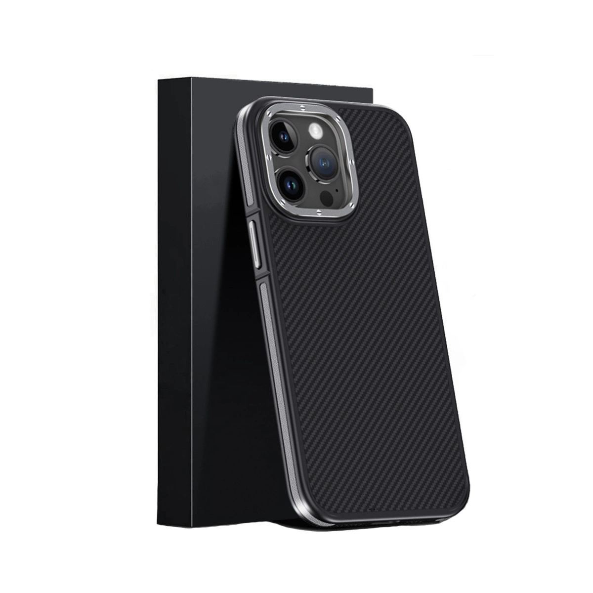 Joko Apple İphone 15 Pro Kılıf Aramid 600d Kevlar Karbon Fiber Magsafe Kapak - Gri