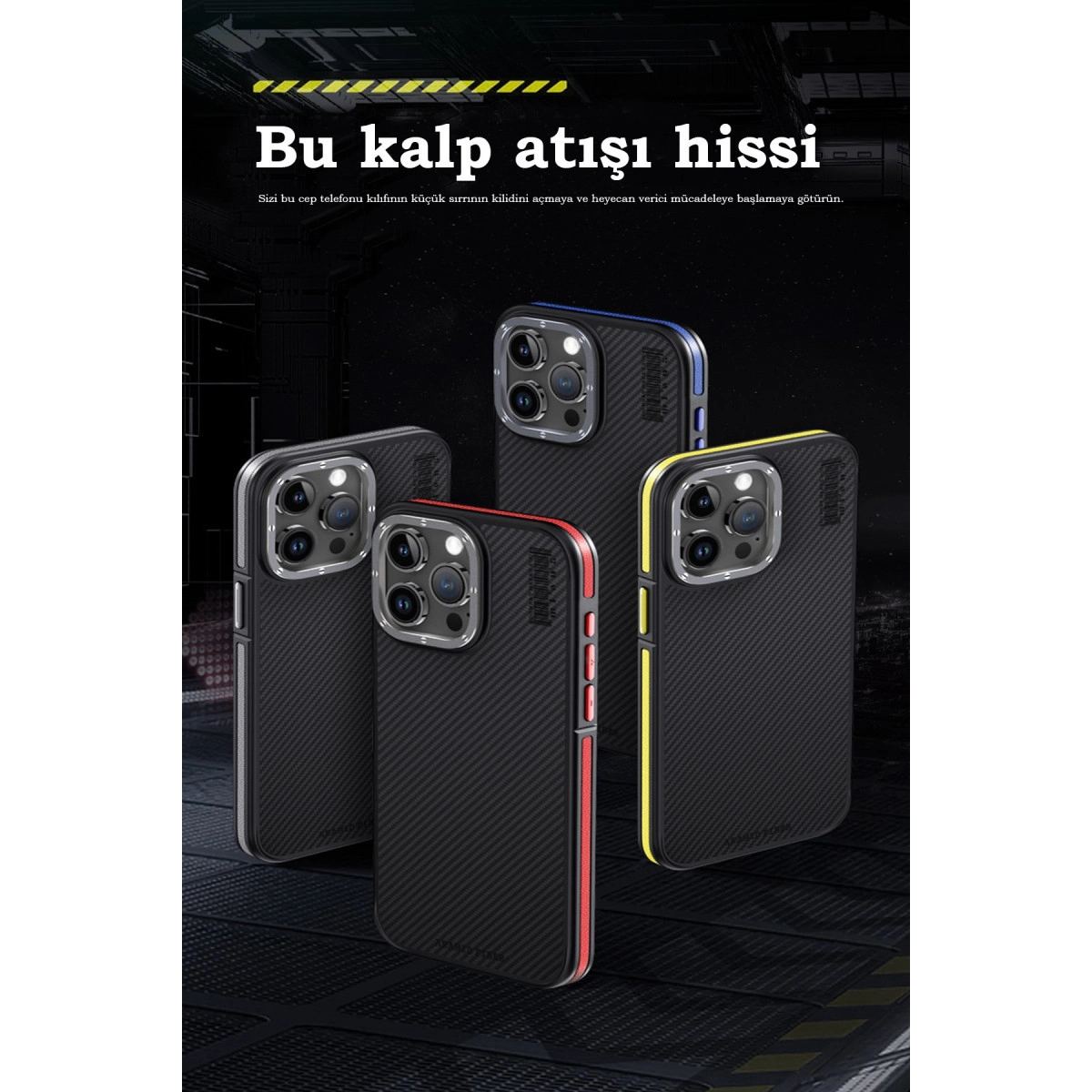 Joko Apple İphone 15 Pro Kılıf Aramid 600d Kevlar Karbon Fiber Magsafe Kapak - Kırmızı