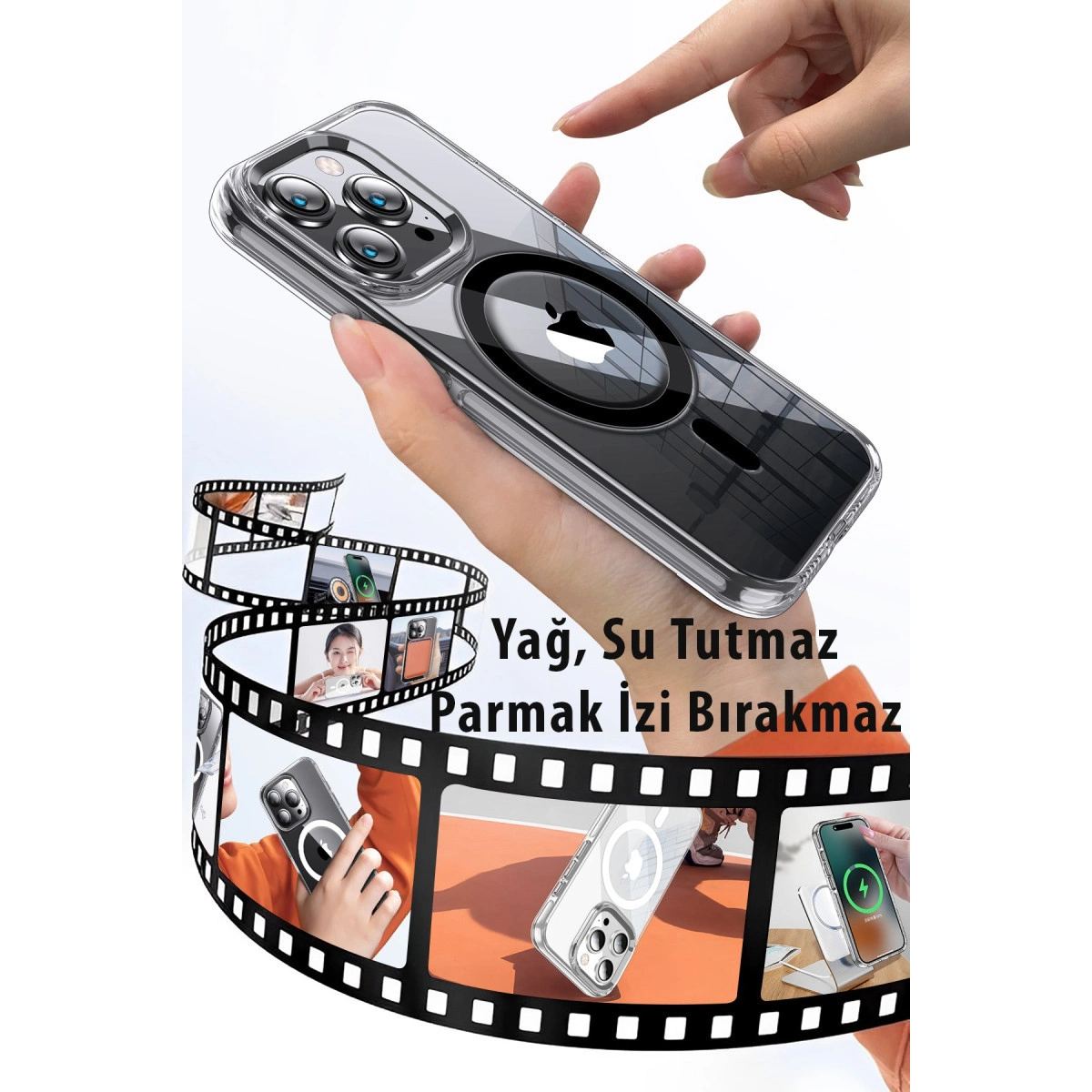 Joko Apple İphone 15 Pro Max Kılıf Crystal Magsafe Kapak - Şeffaf