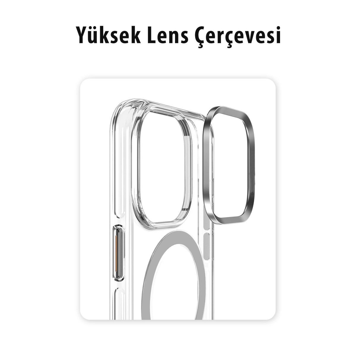 Joko Apple İphone 15 Pro Max Kılıf Crystal Magsafe Kapak - Şeffaf