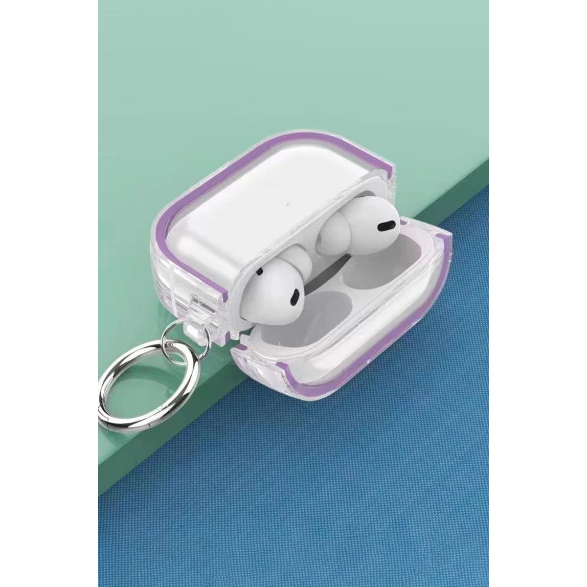 Apple Airpods Pro 2 (2.nesil) Shiny Şeffaf Kılıf - Pembe