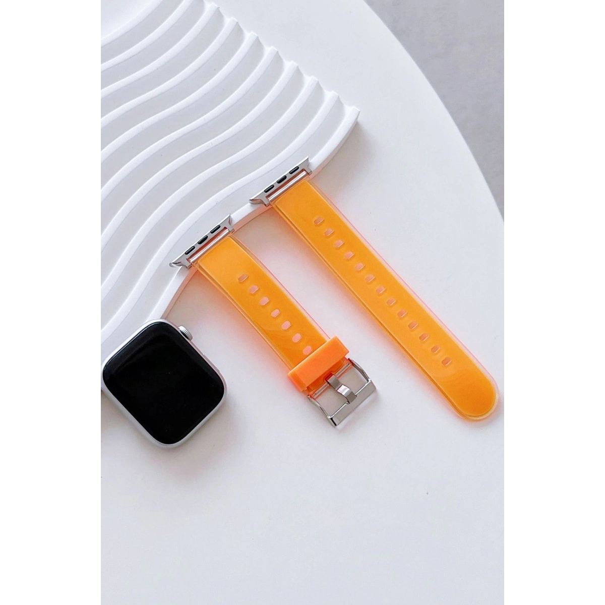Apple Watch 38mm Jelly Silikon Kordon (saat Değildir) - Turuncu