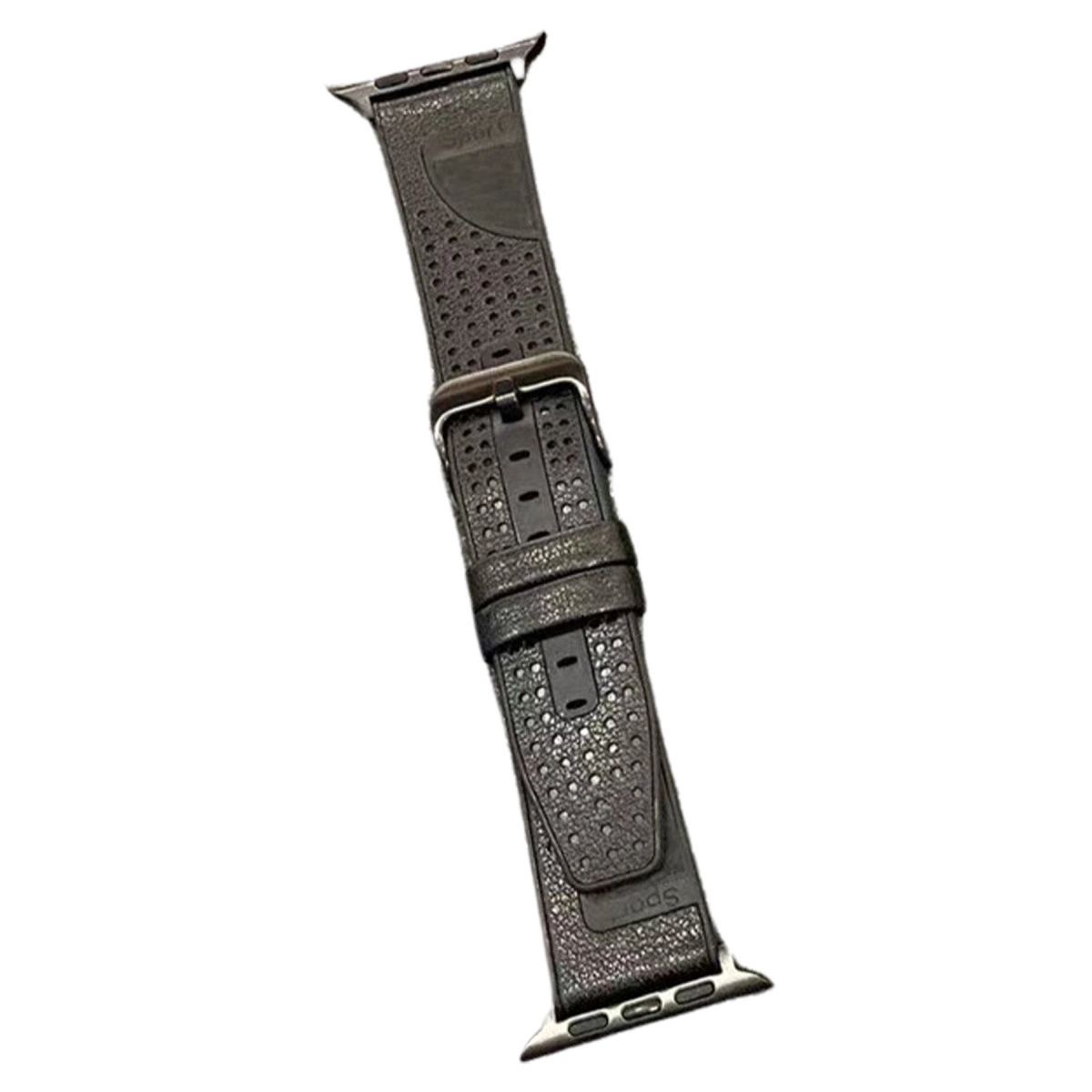 Apple Watch 45mm Buff Deri Kordon (saat Değildir) - Siyah