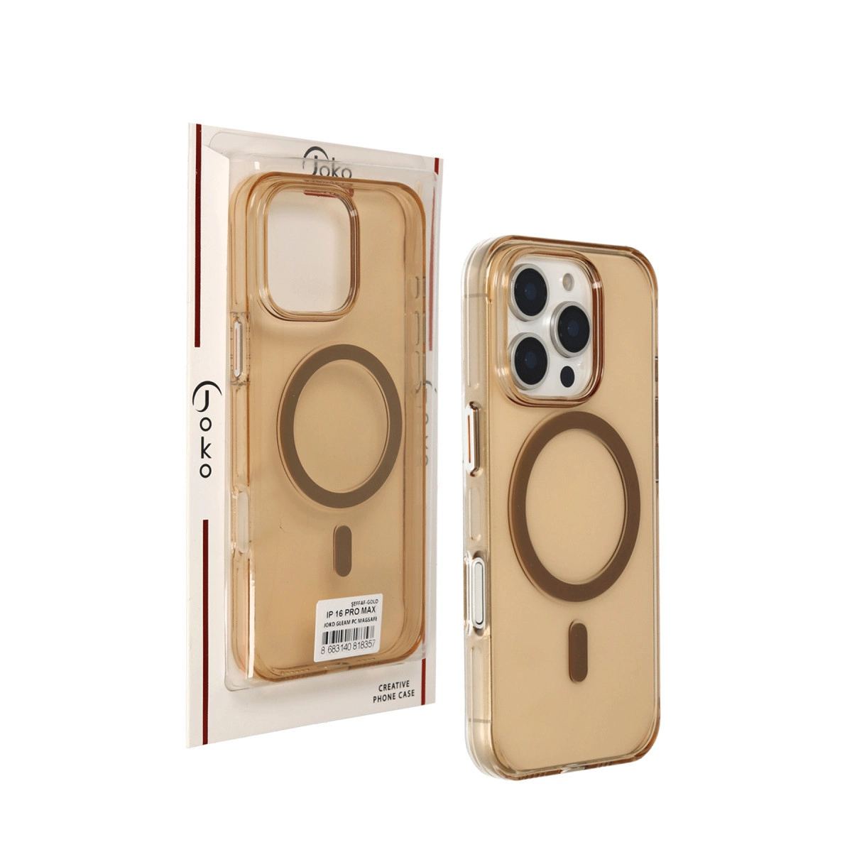 Joko Apple İphone 16 Pro Max Gleam Pc Sert Magsafe Kılıf - Şeffaf-gold