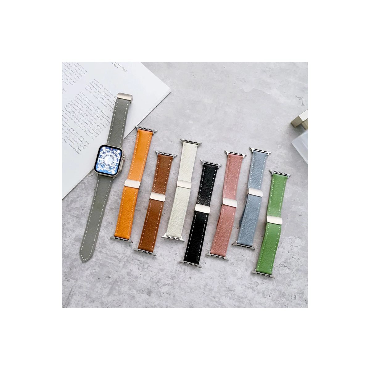 Apple Watch 38mm Kr414 Daks Deri Kordon (saat Değildir) - Koyu Yeşil