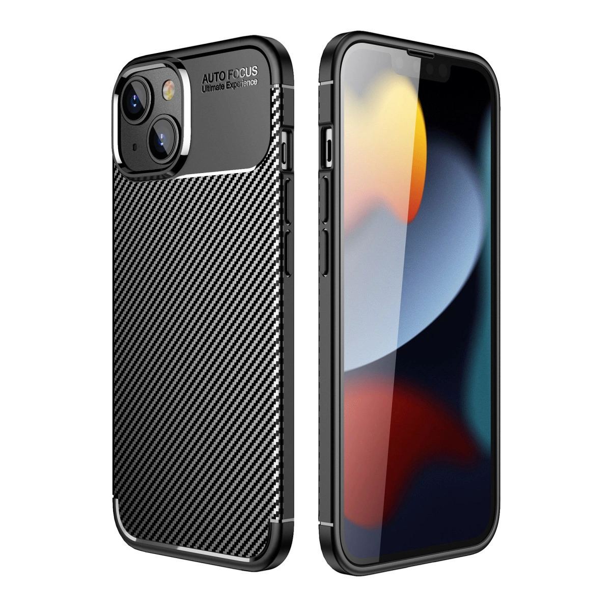 Apple İphone 14 Plus Kılıf Auto Focus Karbon Kapak - Siyah