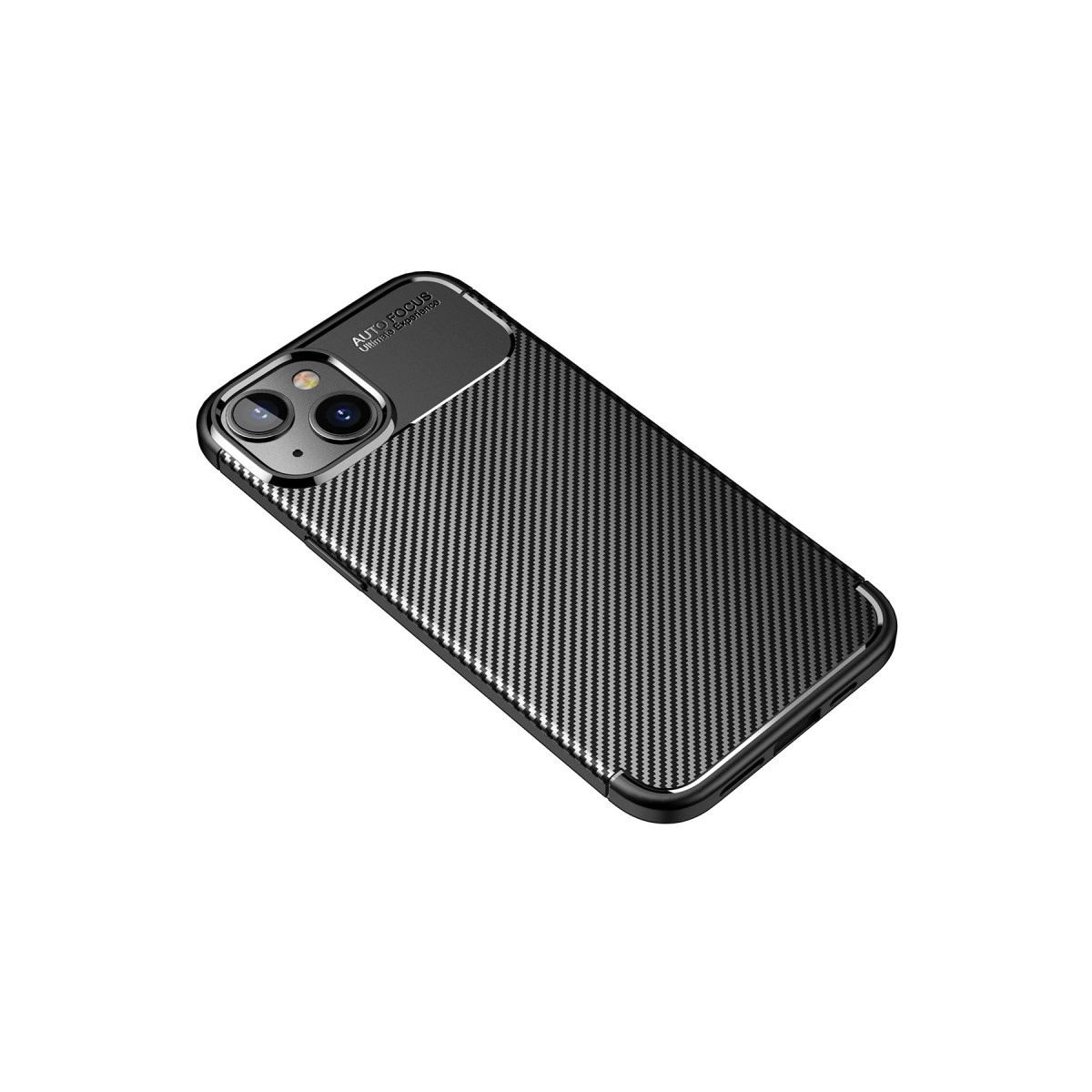 Apple İphone 14 Plus Kılıf Auto Focus Karbon Kapak - Siyah