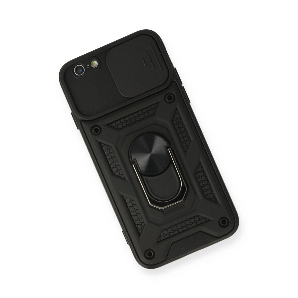 Apple İphone 6 Kılıf Pars Lens Yüzüklü Silikon - Siyah