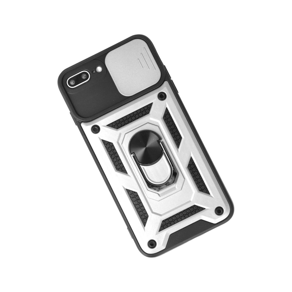 Apple İphone 7 Plus Kılıf Pars Lens Yüzüklü Silikon - Gümüş