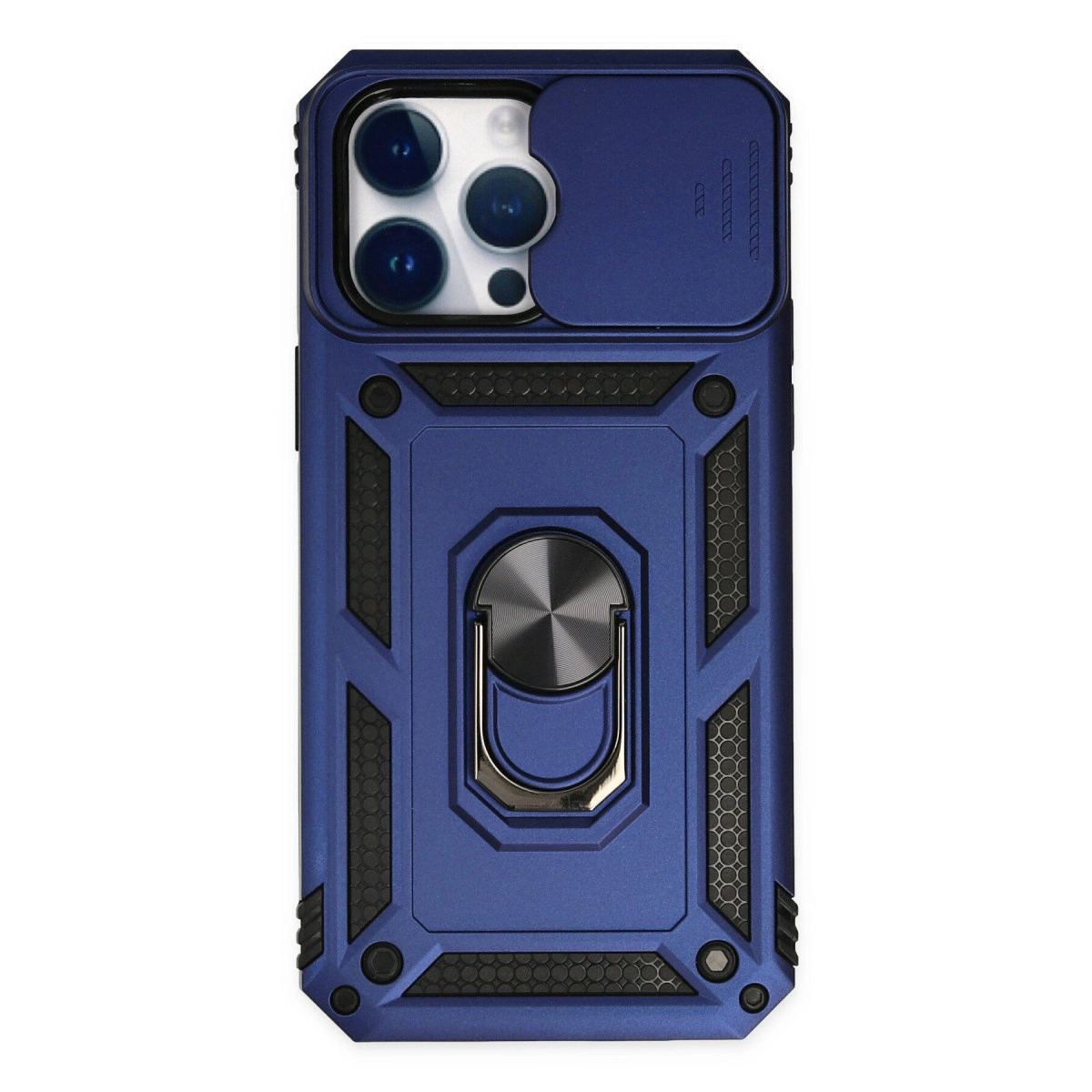 Apple İphone 14 Pro Kılıf Pars Lens Yüzüklü Silikon - Lacivert