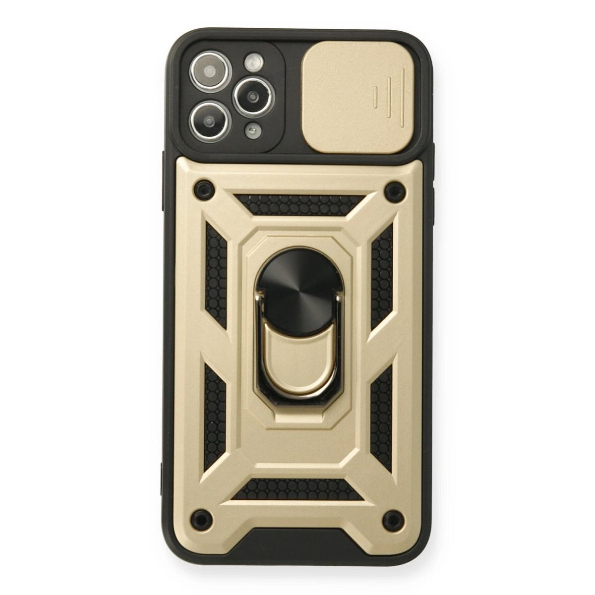 Apple İphone 11 Pro Kılıf Pars Lens Yüzüklü Silikon - Gold