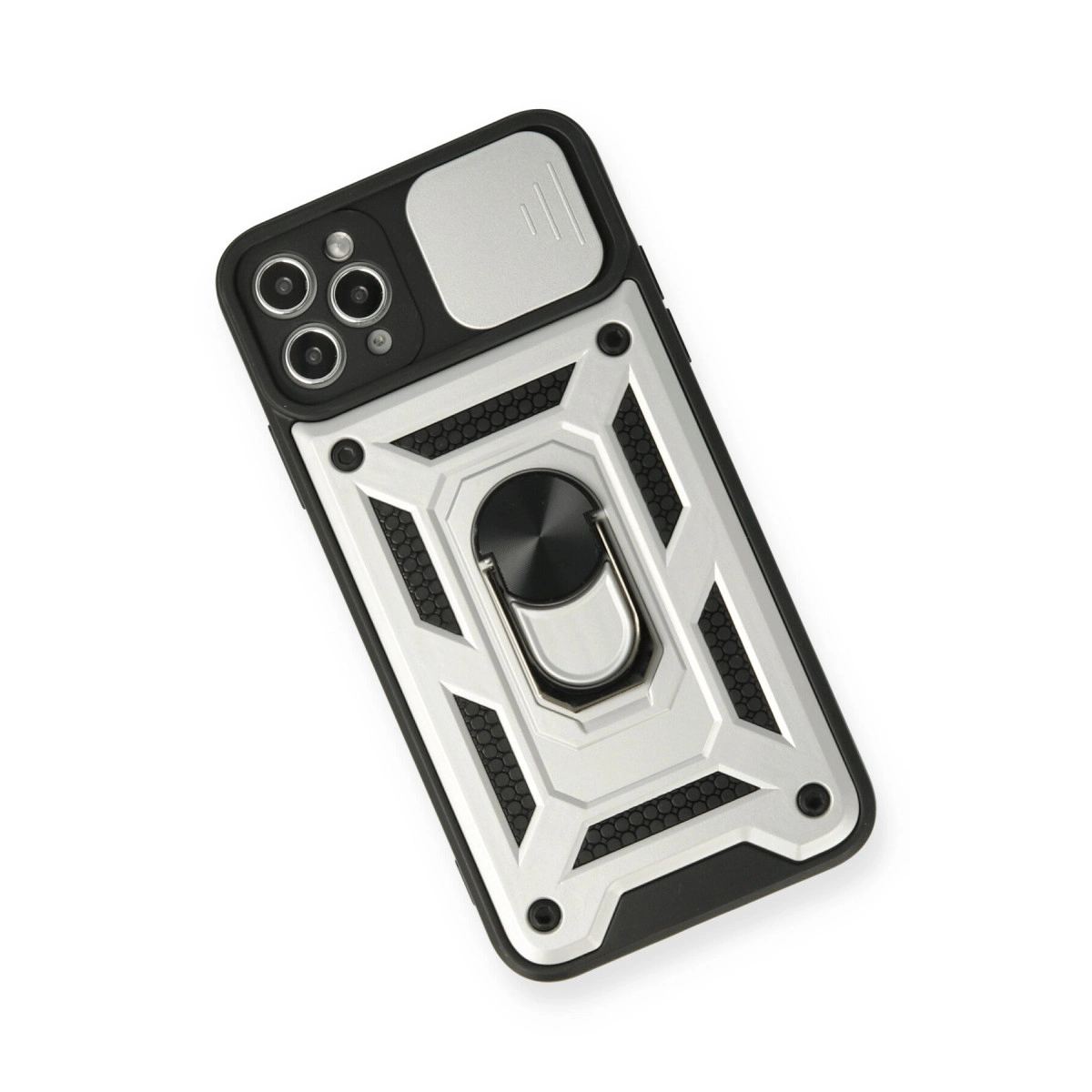 Apple İphone 11 Pro Kılıf Pars Lens Yüzüklü Silikon - Gümüş