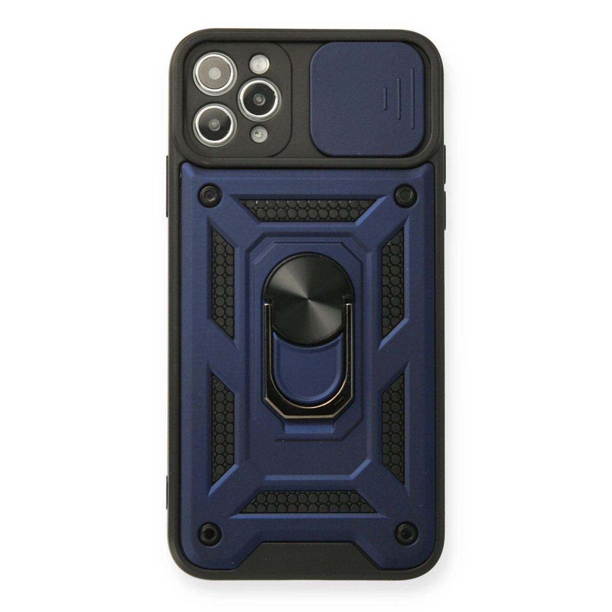 Apple İphone 11 Pro Max Kılıf Pars Lens Yüzüklü Silikon - Lacivert
