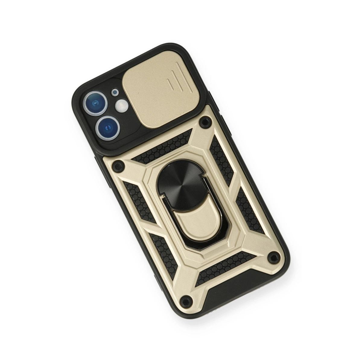 Apple İphone 12 Mini Kılıf Pars Lens Yüzüklü Silikon - Gold