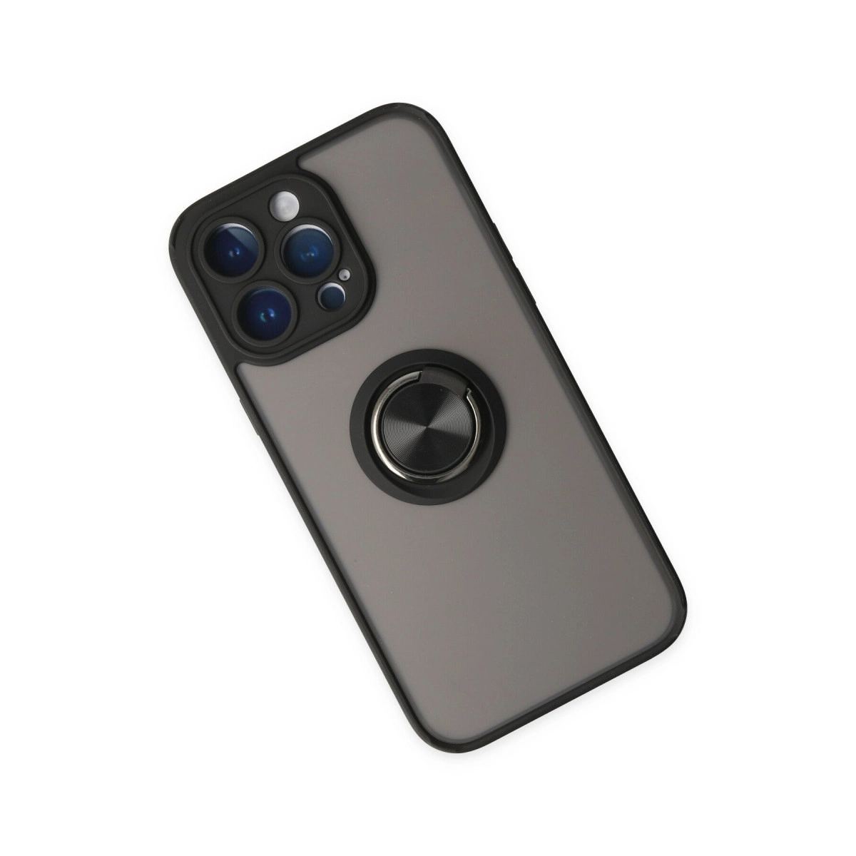 Apple İphone 14 Pro Kılıf Montreal Yüzüklü Silikon Kapak - Siyah