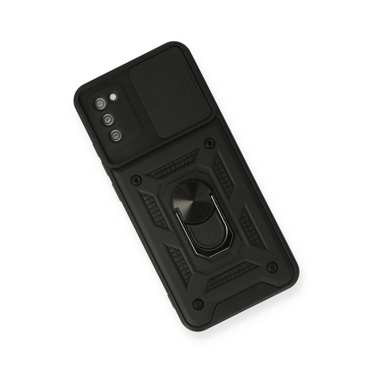Samsung Galaxy A02s Kılıf Pars Lens Yüzüklü Silikon - Siyah