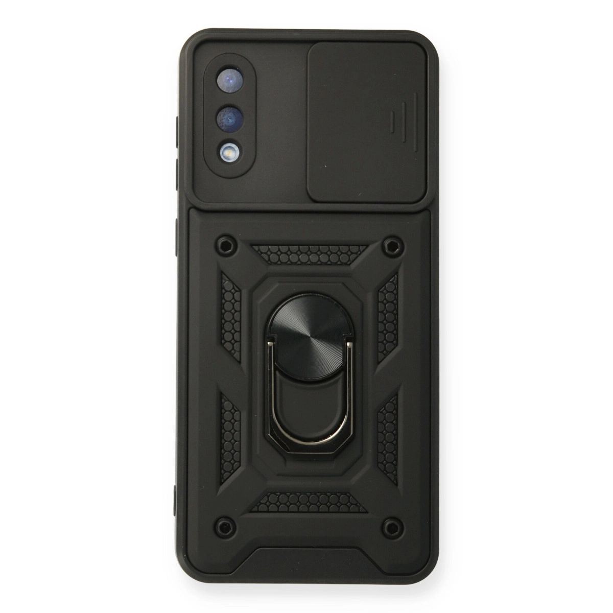 Samsung Galaxy A02 Kılıf Pars Lens Yüzüklü Silikon - Siyah