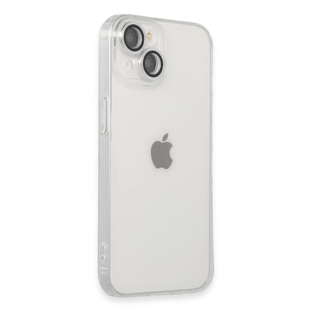 Apple İphone 14 Kılıf Luko Lens Silikon - Gümüş