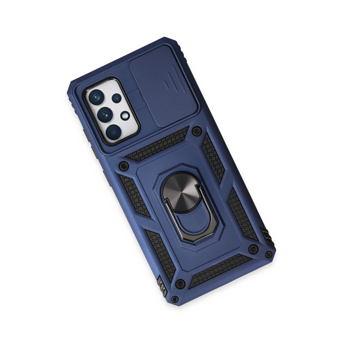 Samsung Galaxy A52 Kılıf Pars Lens Yüzüklü Silikon - Lacivert