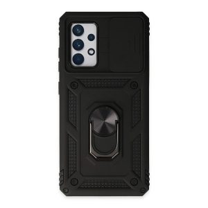 Samsung Galaxy A72 Kılıf Pars Lens Yüzüklü Silikon - Siyah