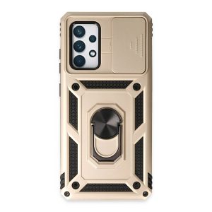 Samsung Galaxy A72 Kılıf Pars Lens Yüzüklü Silikon - Gold