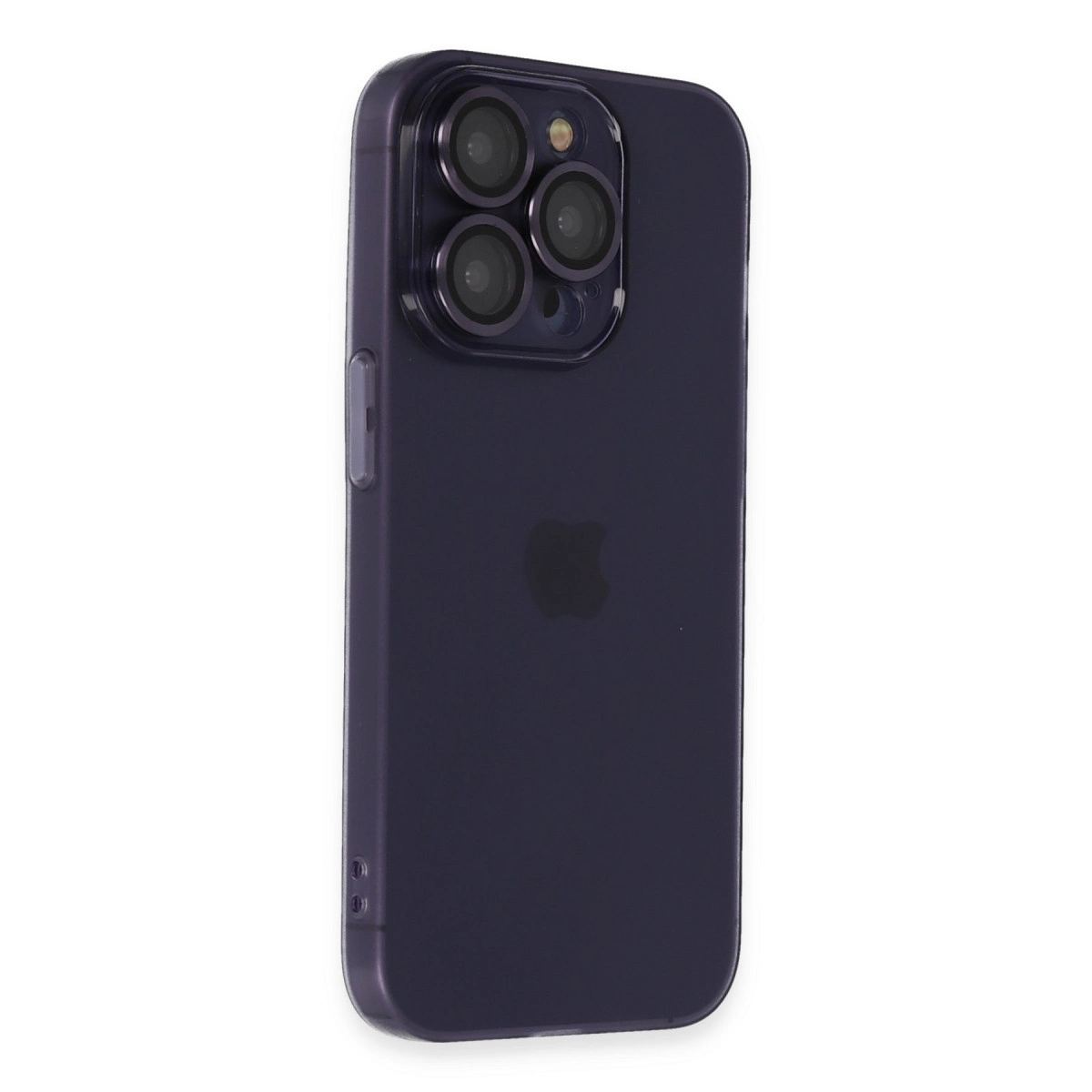 Apple İphone 14 Pro Max Kılıf Luko Lens Silikon - Derin Mor