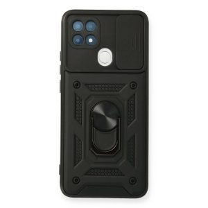 Oppo A15 Kılıf Pars Lens Yüzüklü Silikon - Siyah
