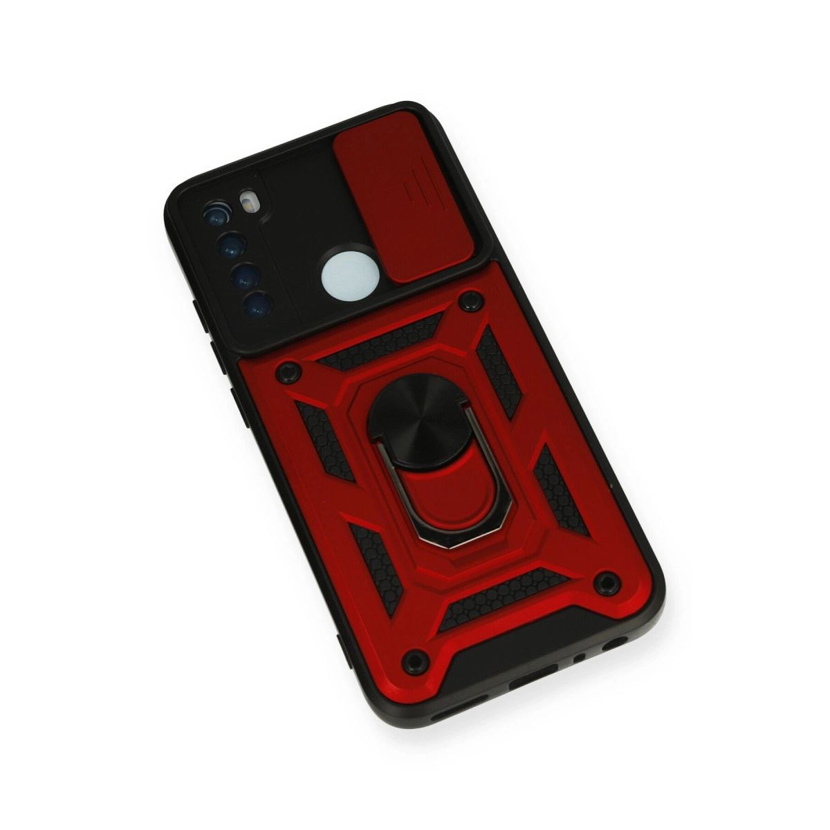 Xiaomi Redmi Note 8 Kılıf Pars Lens Yüzüklü Silikon - Kırmızı