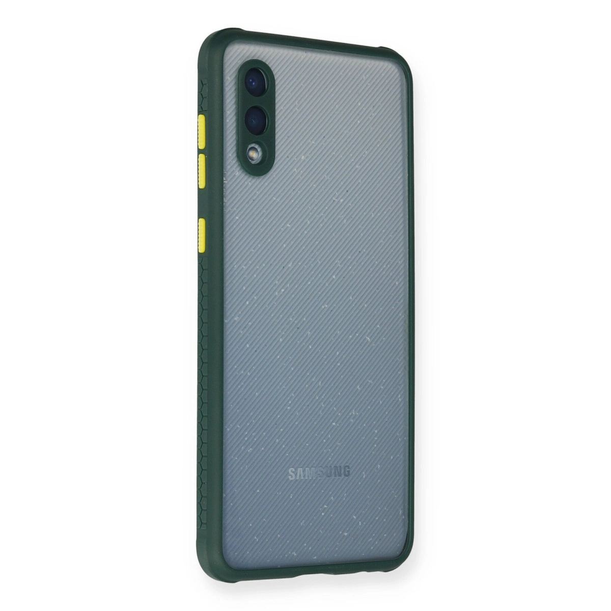 Samsung Galaxy A02 Kılıf Miami Şeffaf Silikon - Koyu Yeşil