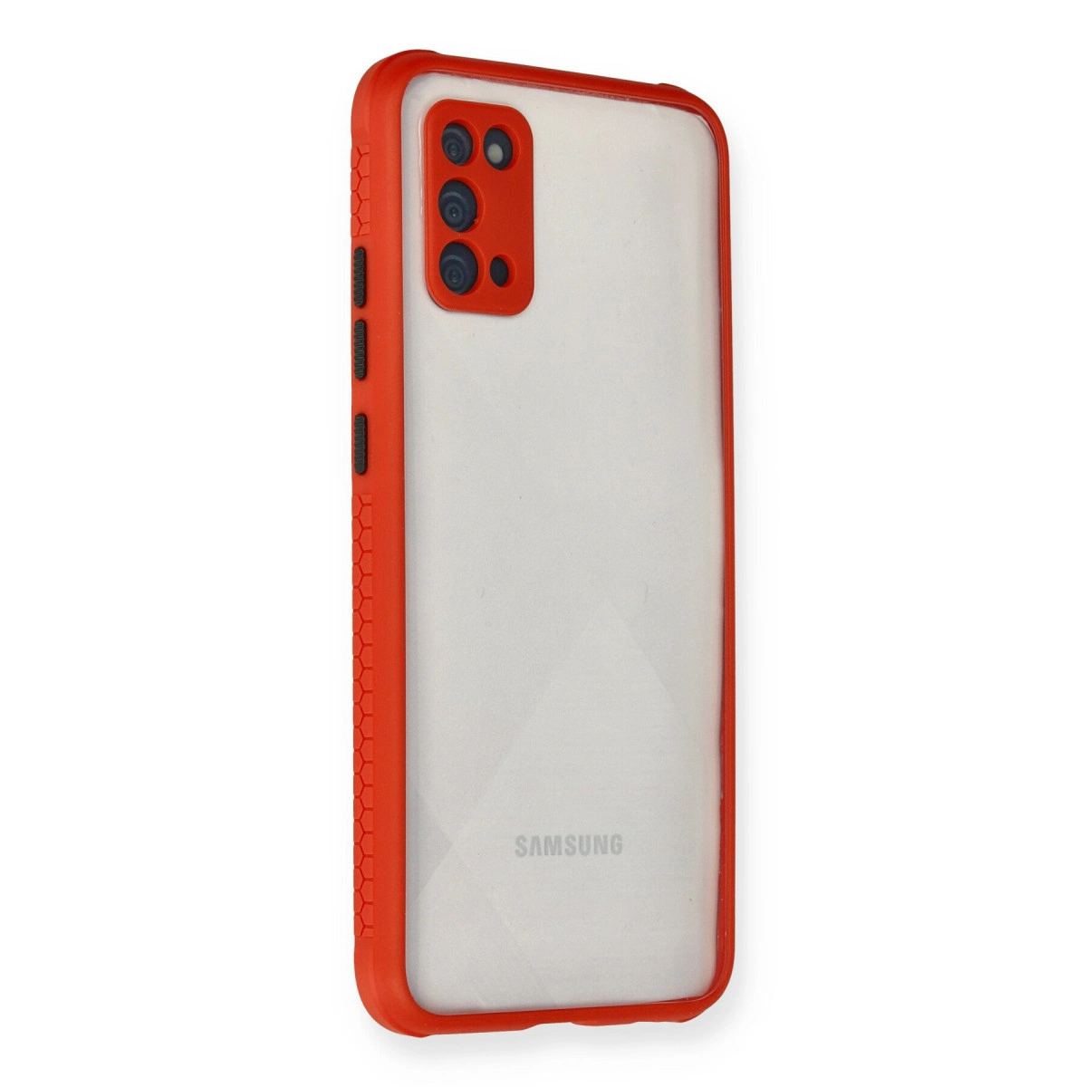 Samsung Galaxy A02s Kılıf Miami Şeffaf Silikon - Kırmızı