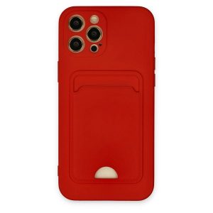 Apple İphone 12 Pro Max Kılıf Kelvin Kartvizitli Silikon - Kırmızı