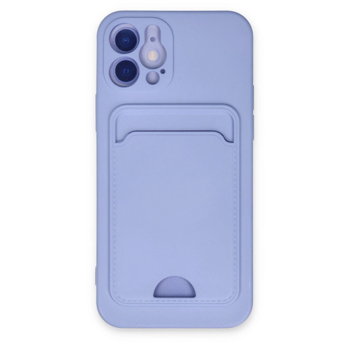 Apple İphone 12 Kılıf Kelvin Kartvizitli Silikon - Lila