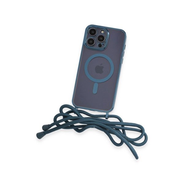 Apple İphone 12 Pro Max Kılıf Divo Lazer Askılı Magsafe Kapak - Sierra Blue