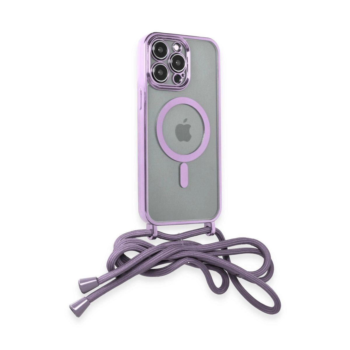 Apple İphone 12 Pro Max Kılıf Divo Lazer Askılı Magsafe Kapak - Lila
