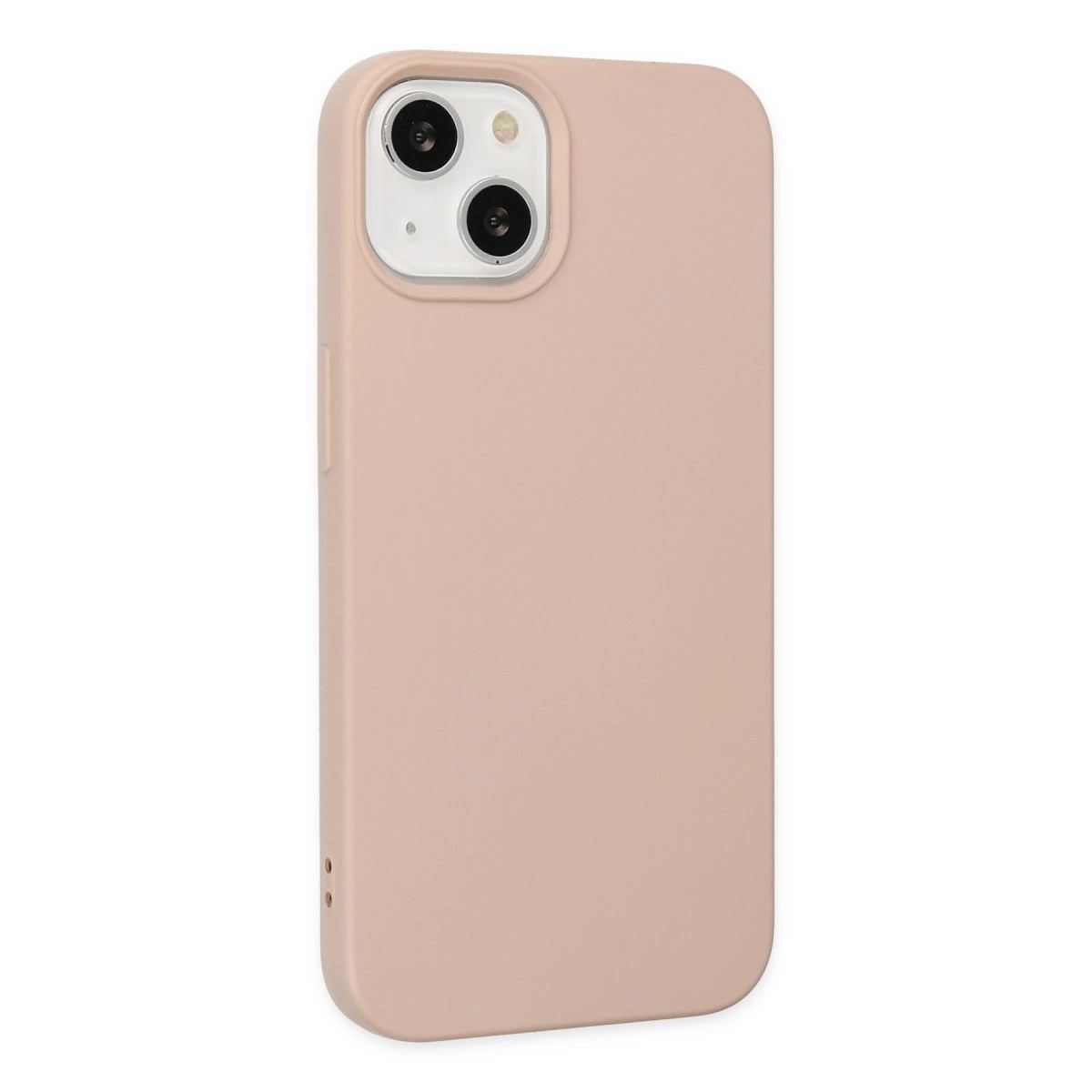 Apple İphone 14 Plus Kılıf Nano İçi Kadife Silikon - Pudra