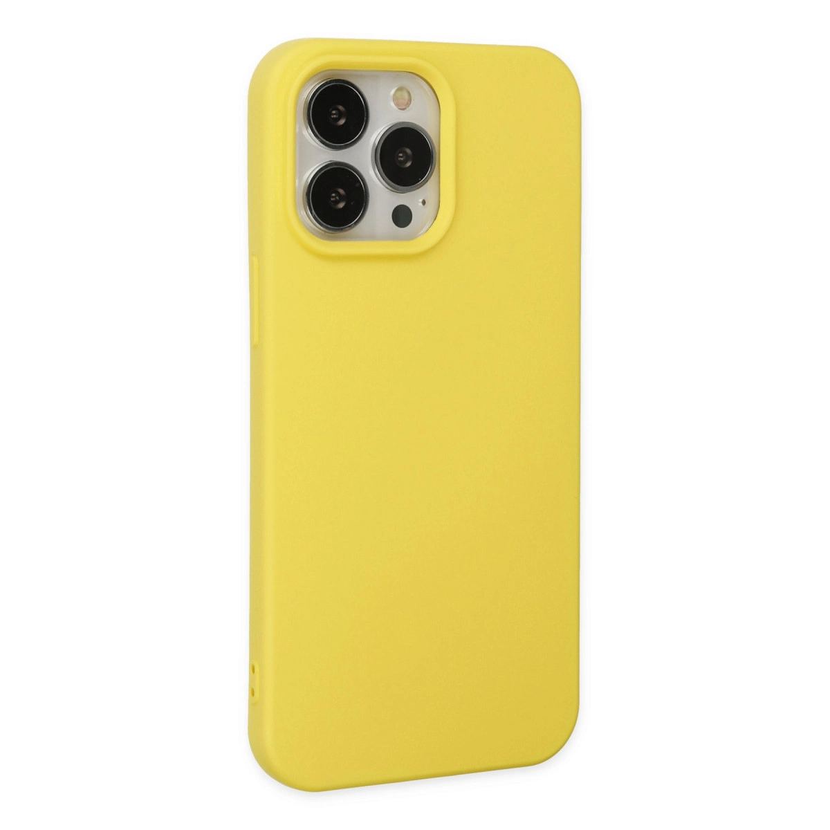 Apple İphone 14 Pro Max Kılıf Nano İçi Kadife Silikon - Sarı