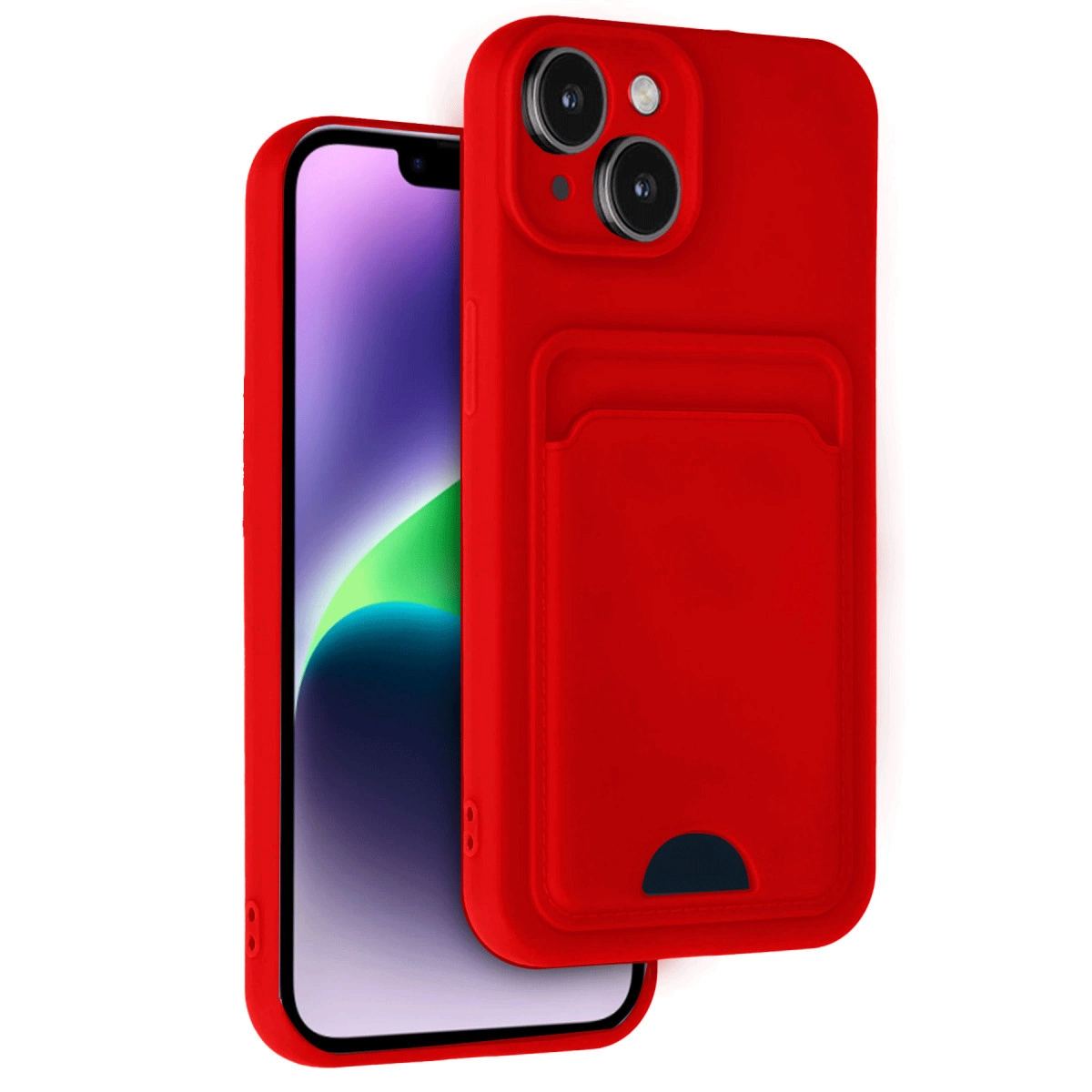 Apple İphone 14 Kılıf Kelvin Kartvizitli Silikon - Kırmızı