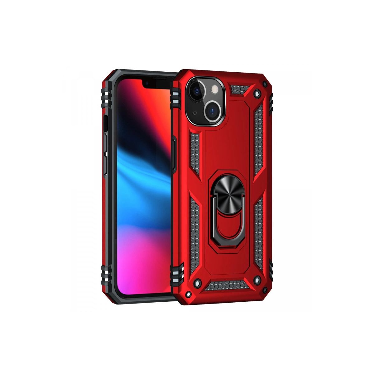 Apple İphone 14 Plus Kılıf Sofya Yüzüklü Silikon Kapak - Kırmızı