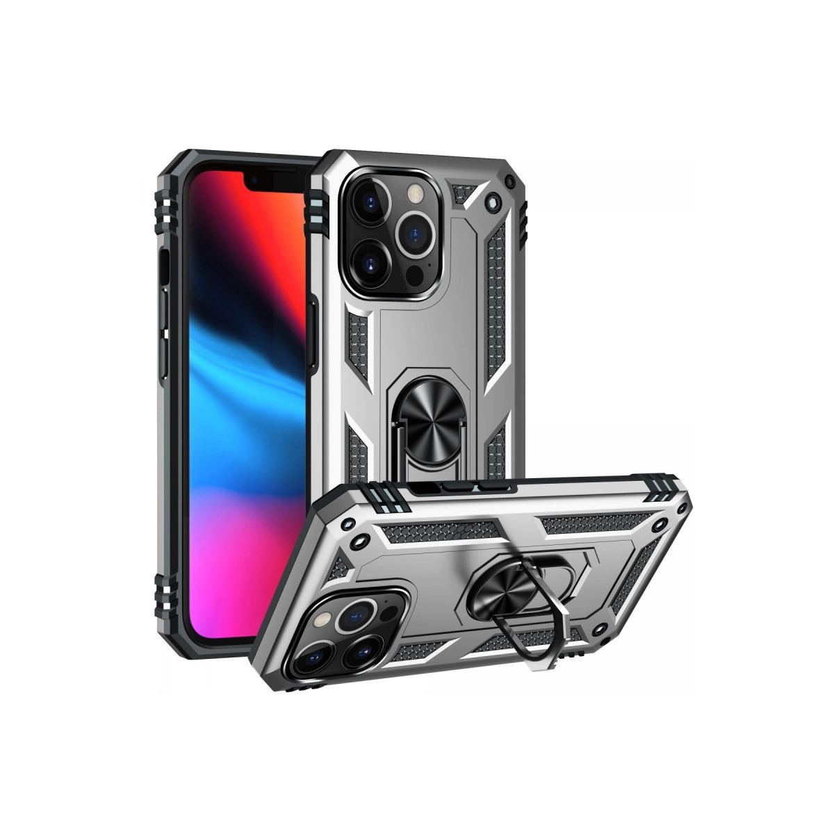 Apple İphone 14 Pro Kılıf Sofya Yüzüklü Silikon Kapak - Gümüş