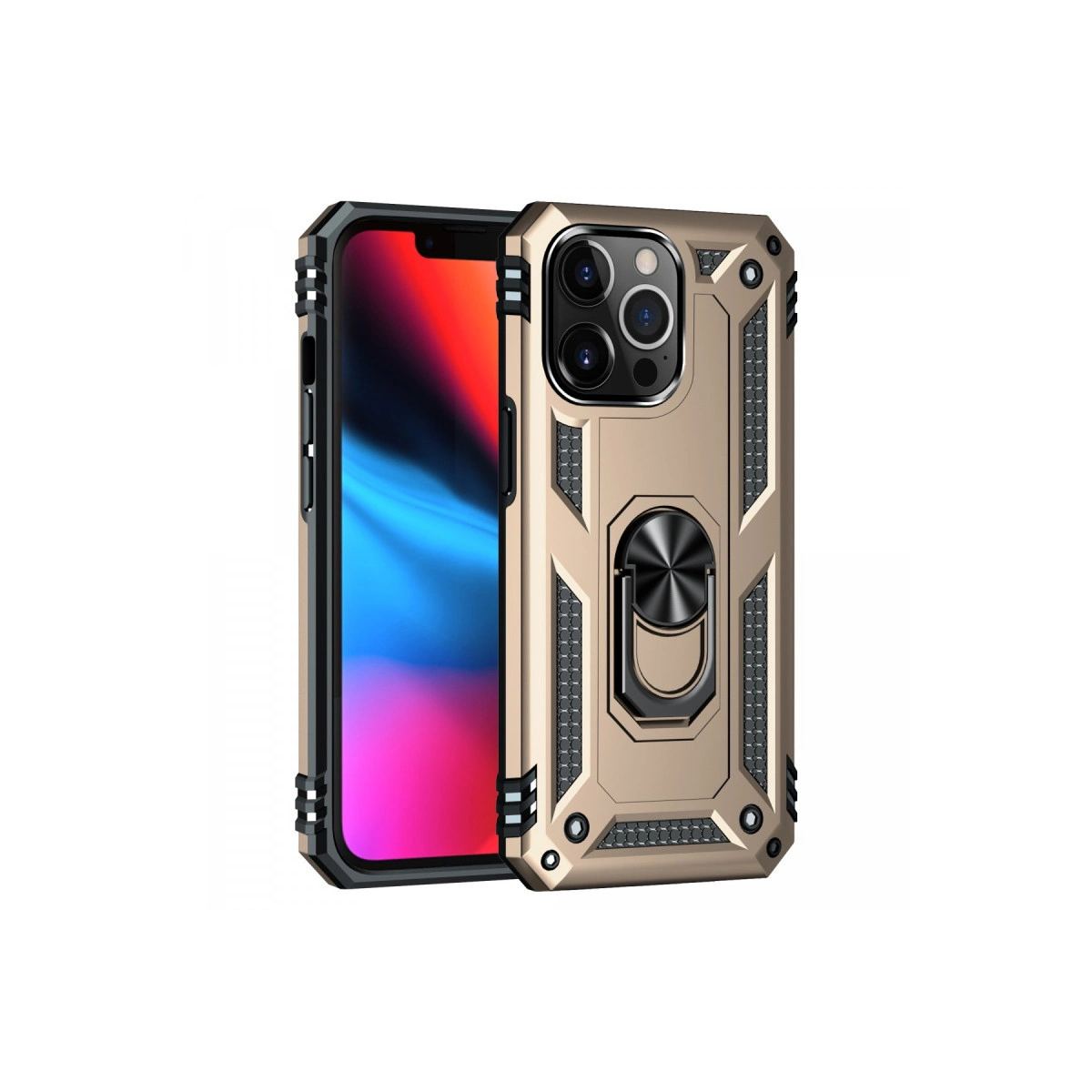 Apple İphone 14 Pro Kılıf Sofya Yüzüklü Silikon Kapak - Gold