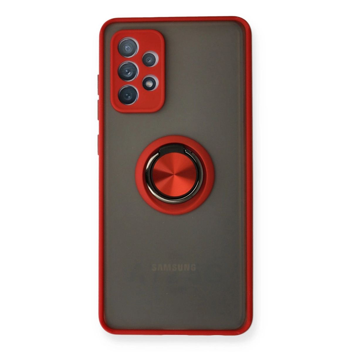 Samsung Galaxy A72 Kılıf Montreal Yüzüklü Silikon Kapak - Kırmızı