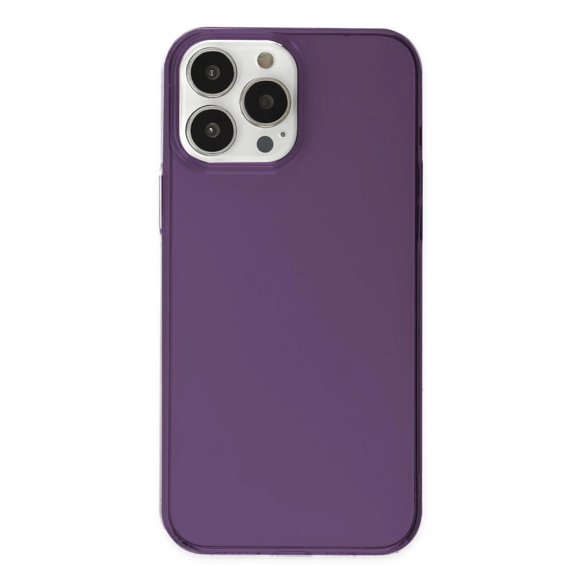Apple İphone 14 Pro Max Kılıf Pc Sert Şeffaf Kapak - Mor