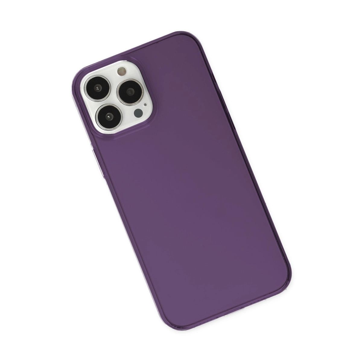 Apple İphone 14 Pro Max Kılıf Pc Sert Şeffaf Kapak - Mor
