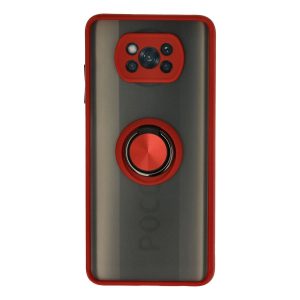 Xiaomi Pocophone X3 Kılıf Montreal Yüzüklü Silikon Kapak - Kırmızı