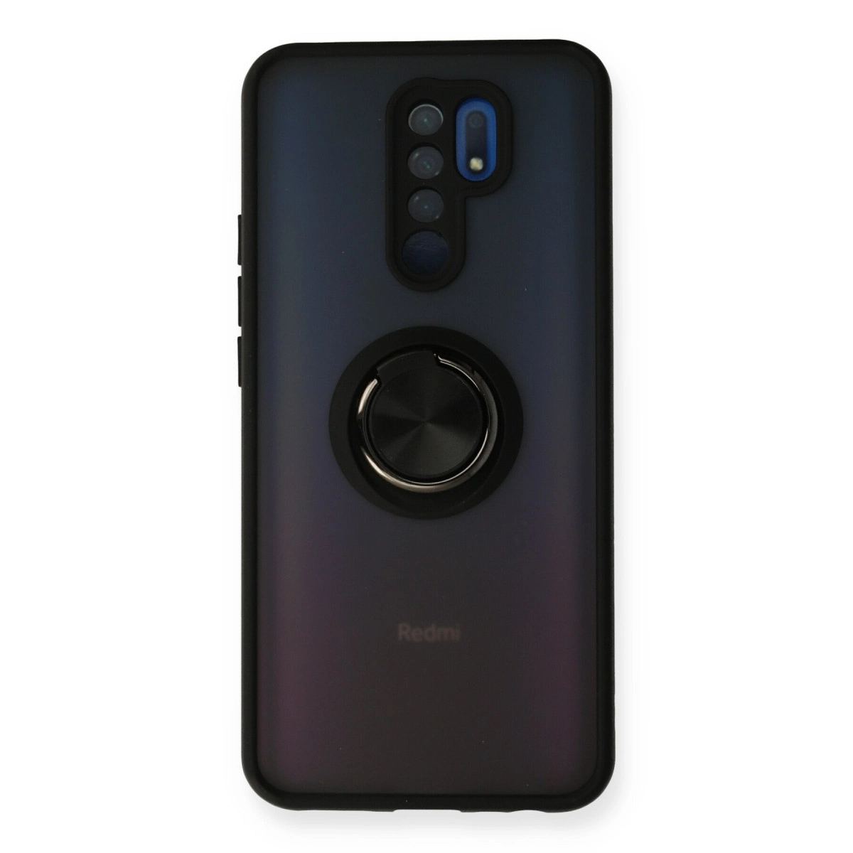 Xiaomi Redmi 9 Kılıf Montreal Yüzüklü Silikon Kapak - Siyah