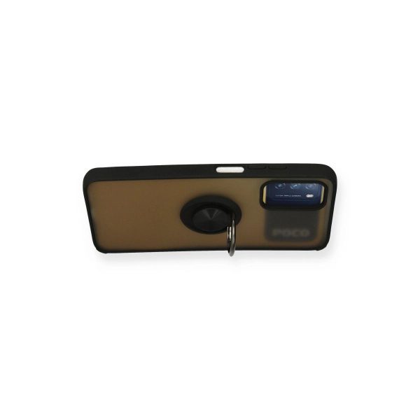 Xiaomi Redmi 9t Kılıf Montreal Yüzüklü Silikon Kapak - Siyah