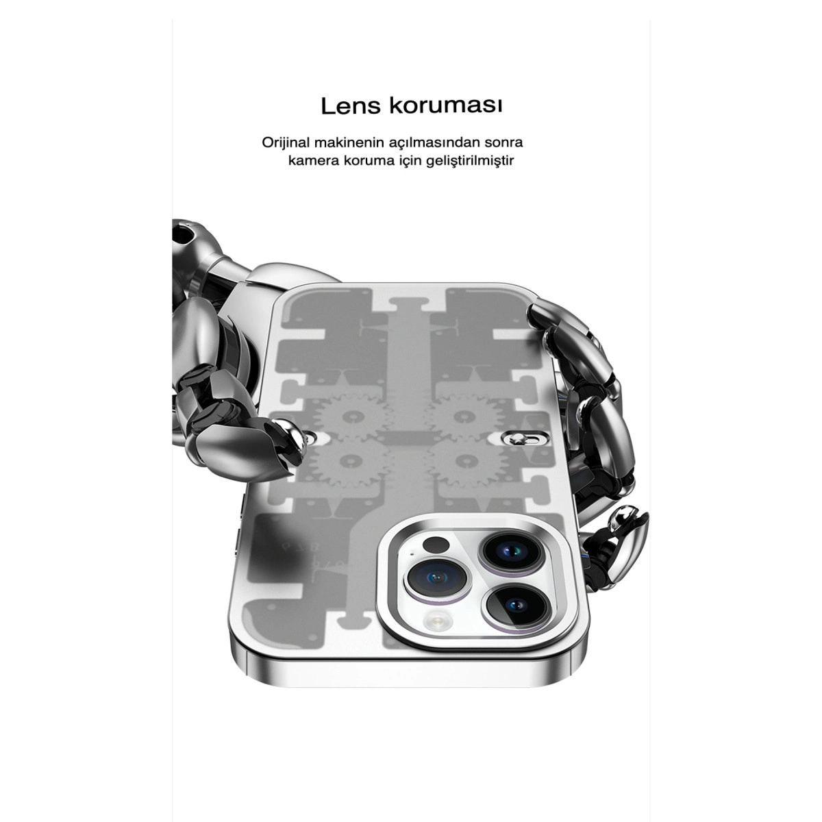 Apple İphone 14 Pro Kılıf Mekanik Bumper Kapak - Gümüş