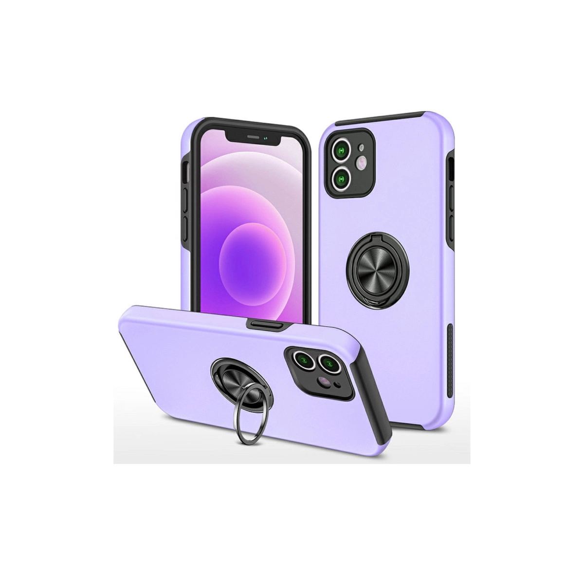 Apple İphone 12 Mini Kılıf Elit Yüzüklü Kapak - Mor