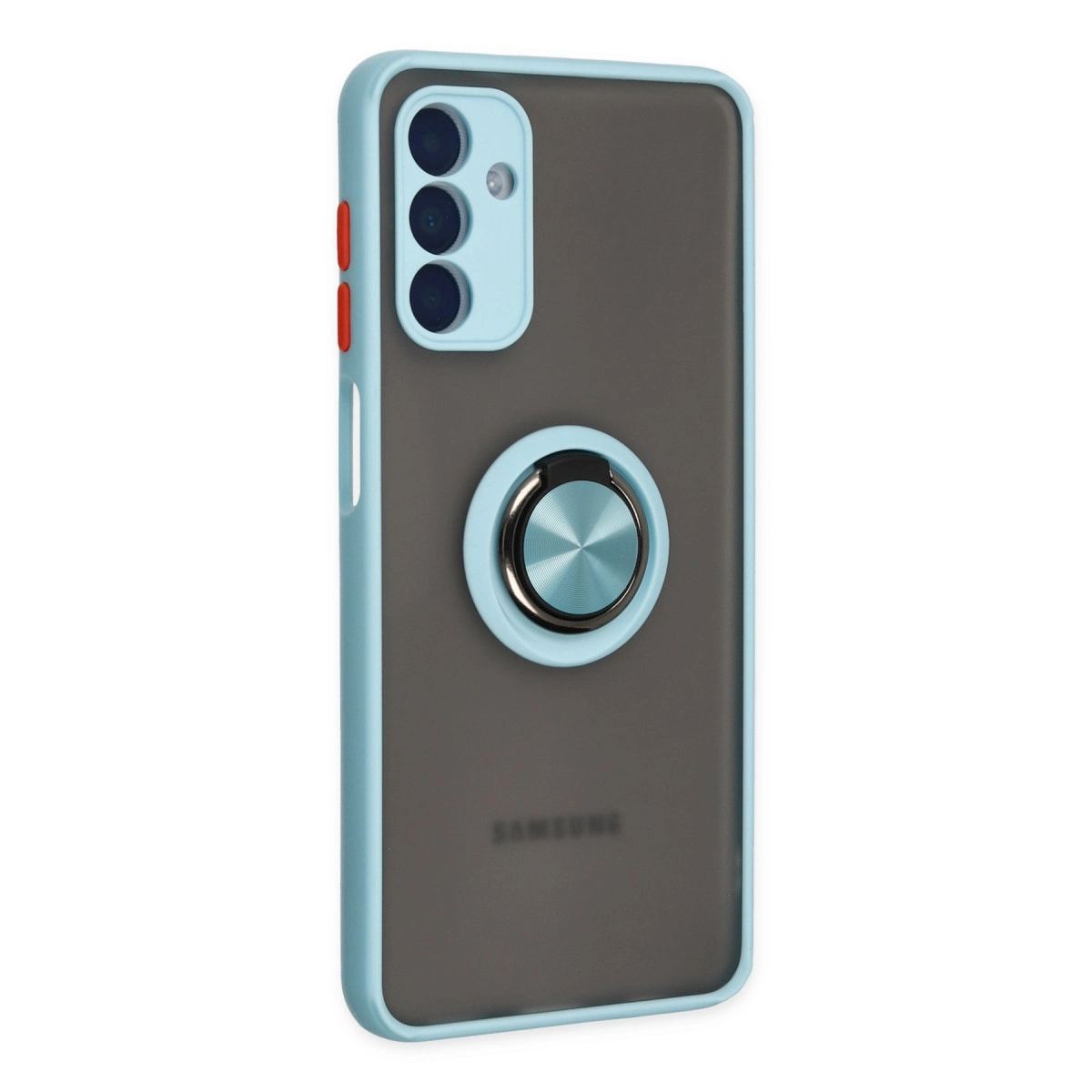 Samsung Galaxy A04s Kılıf Montreal Yüzüklü Silikon Kapak - Buz Mavi