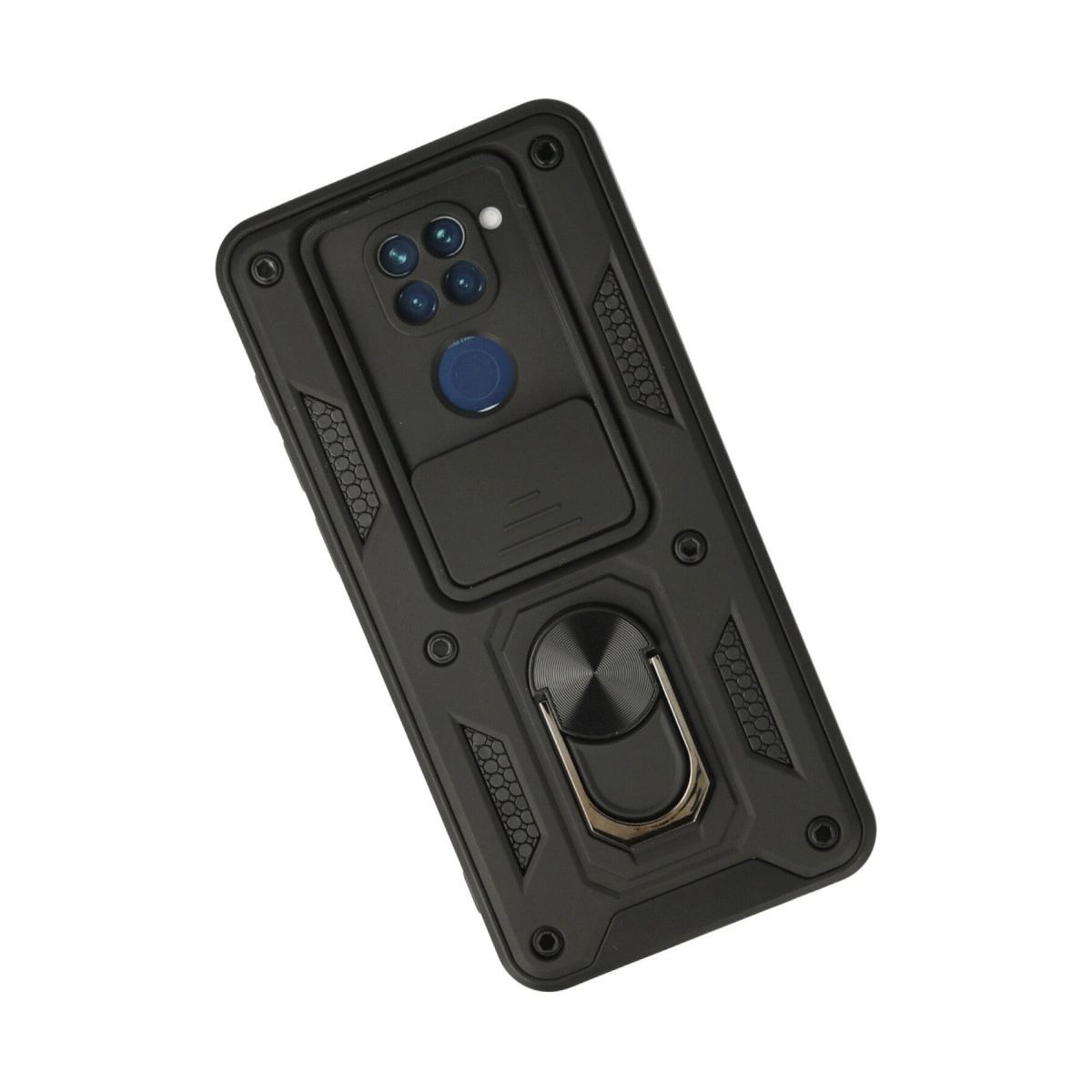 Xiaomi Redmi Note 9 Kılıf Pars Lens Yüzüklü Silikon - Siyah